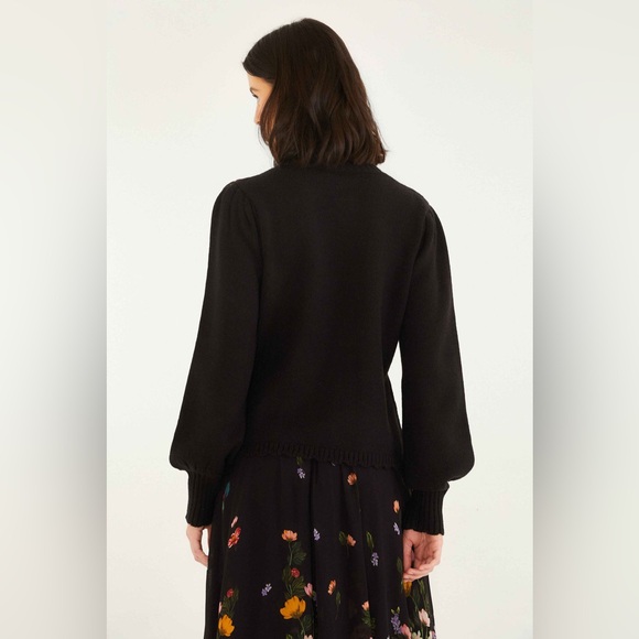 Farm Rio: Black Bold Colorful Flower Embroidered Knit Sweater - Picture 2 of 14